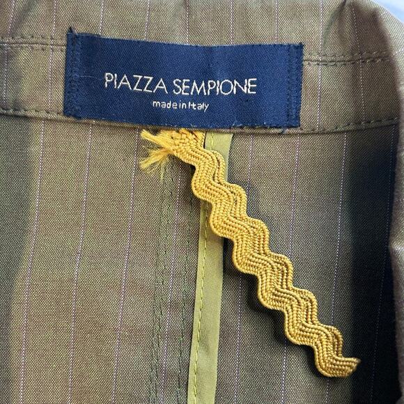 Piazza Sempione olive pinstripe long sleeve made in Italy blazer size 42/US 6 - Picture 7 of 8